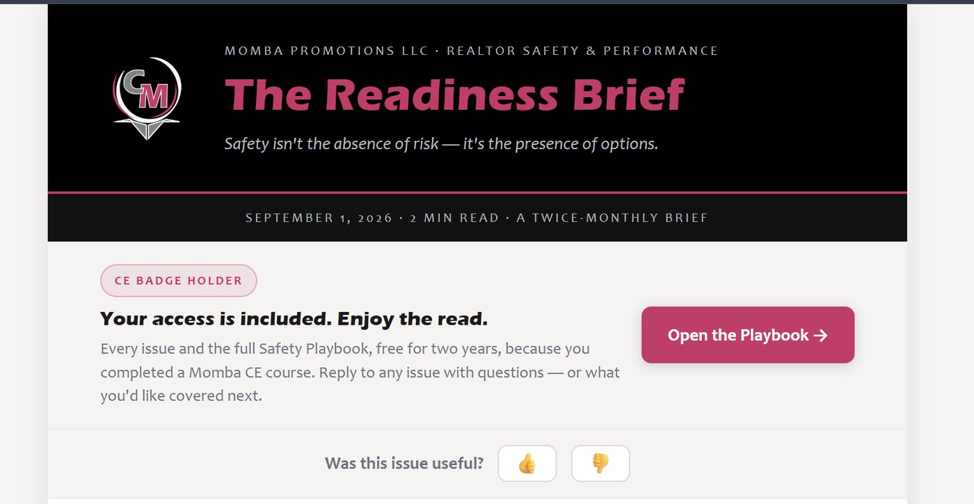 The Readiness Brief showing automatic CE-holder entitlement above a gated issue